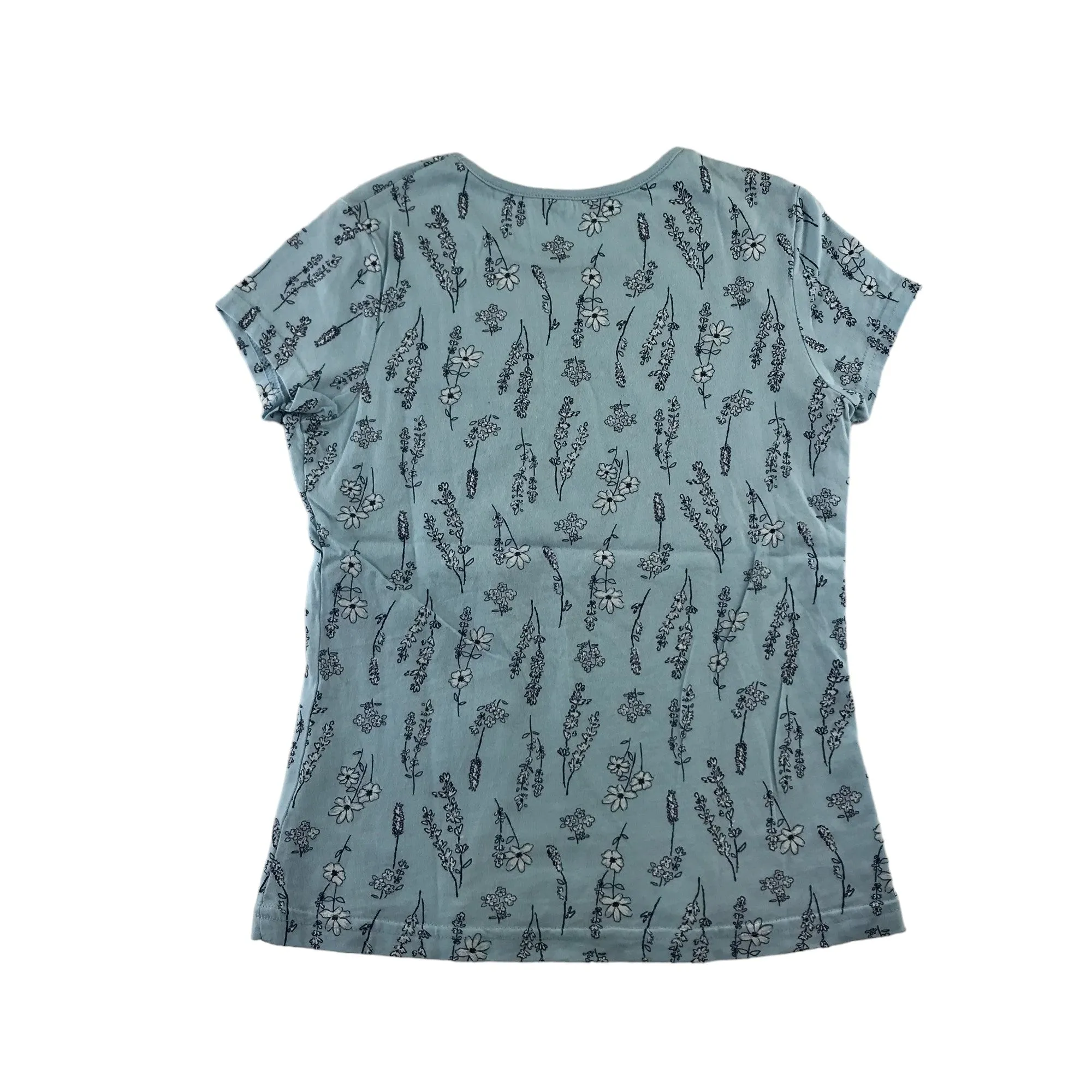George t-shirt 9-10 years light blue floral short sleeve cotton