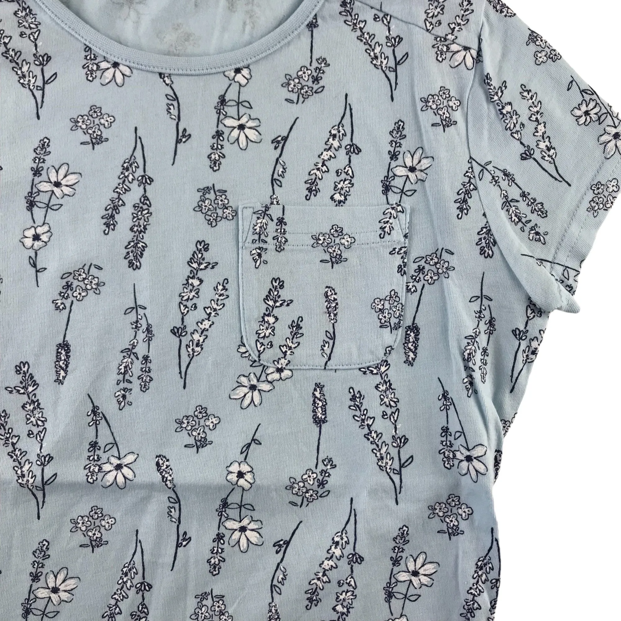 George t-shirt 9-10 years light blue floral short sleeve cotton