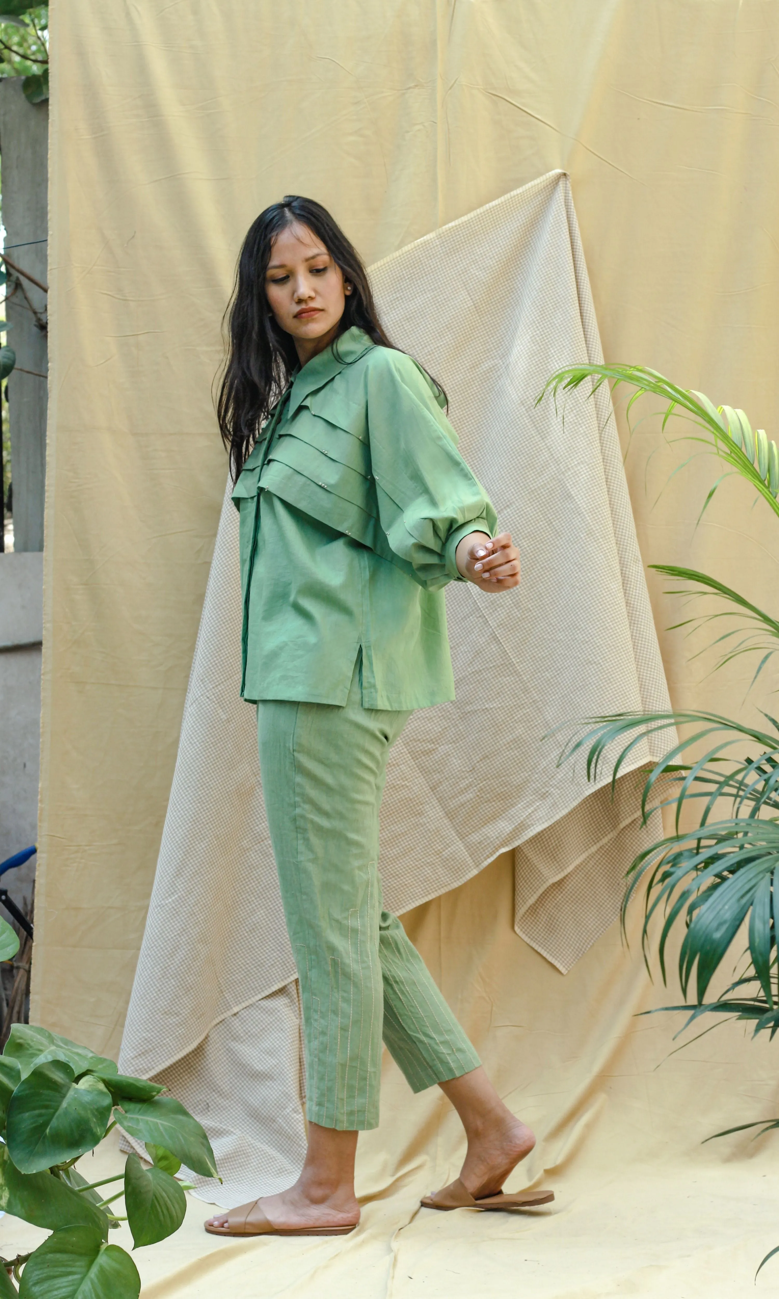 Green Collar Cotton Shirt
