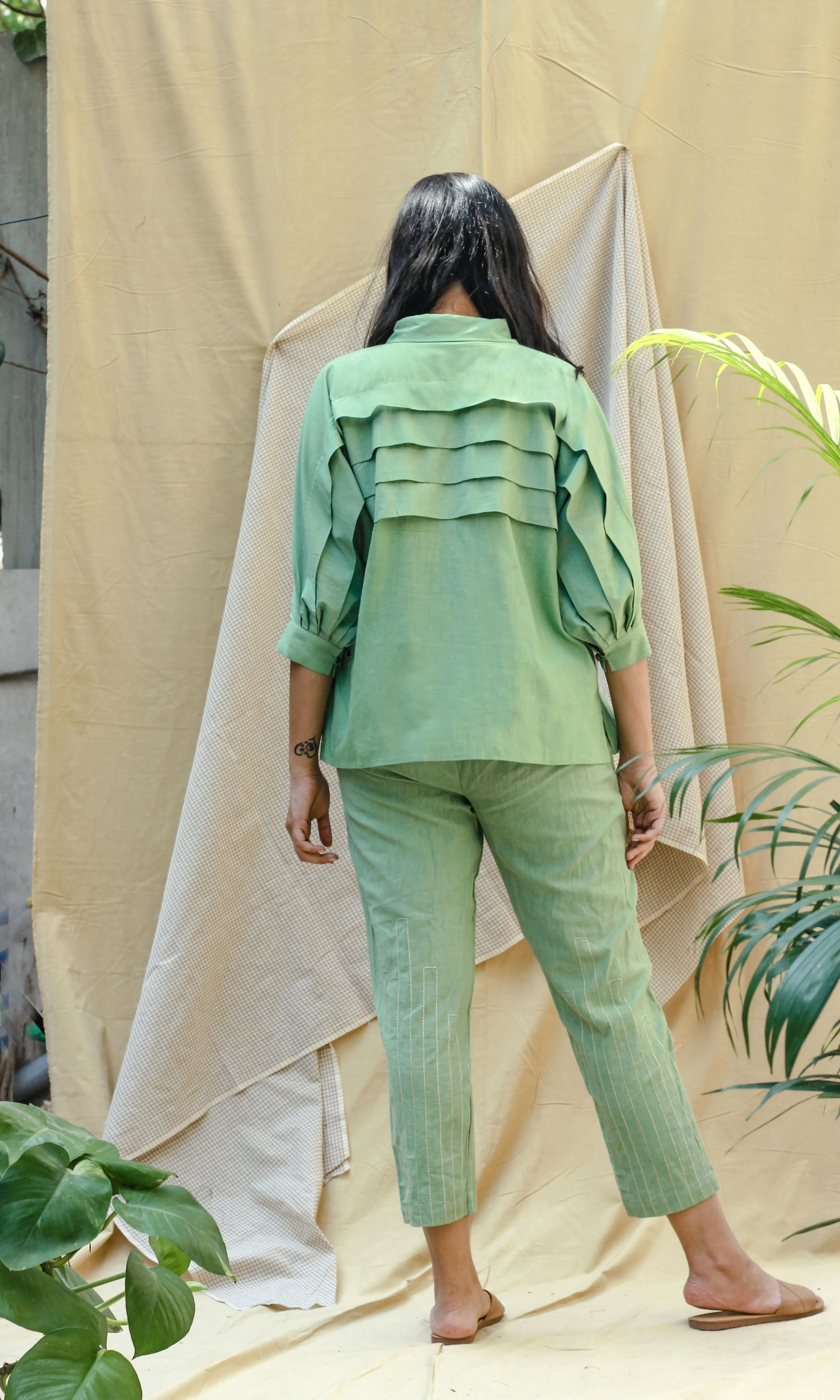 Green Collar Cotton Shirt