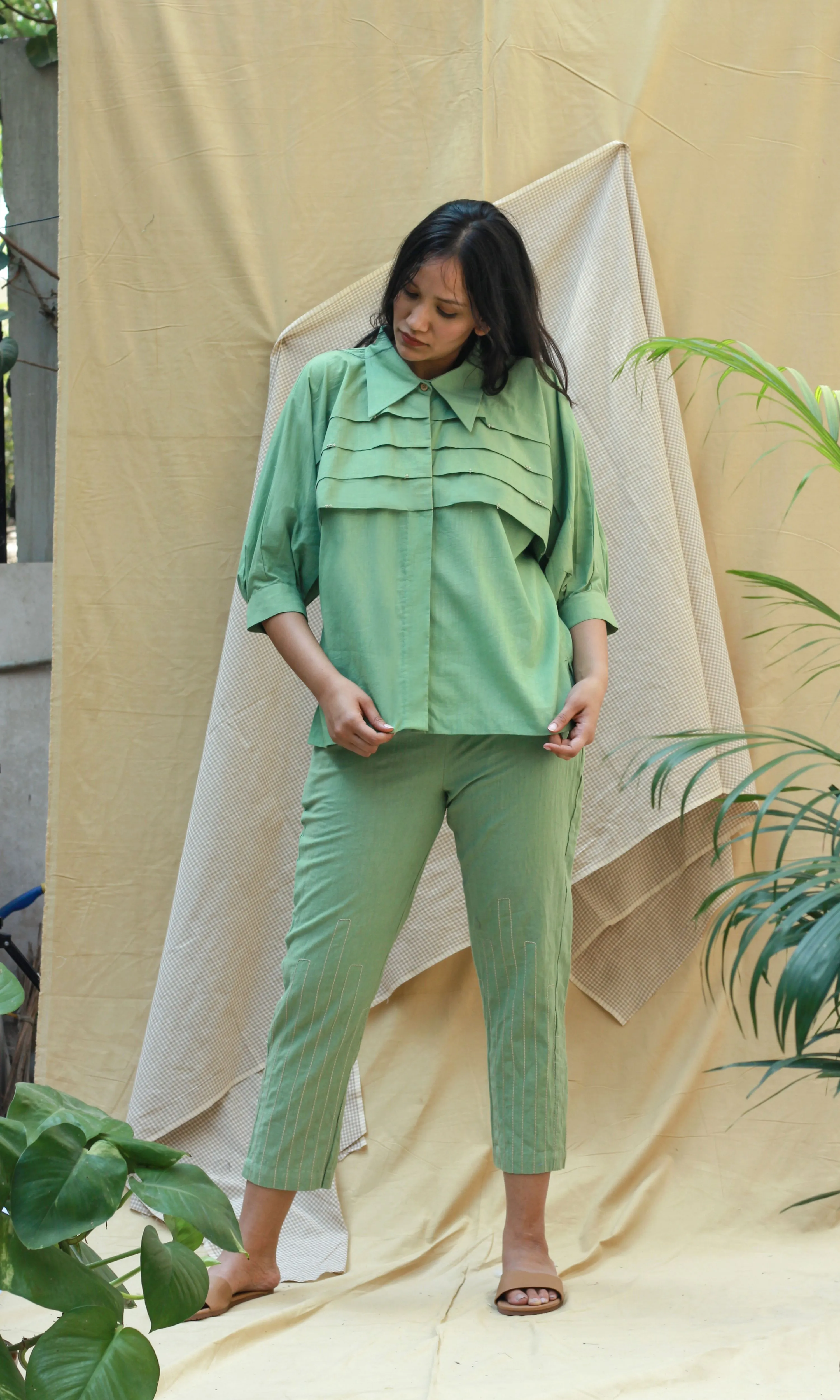Green Collar Cotton Shirt