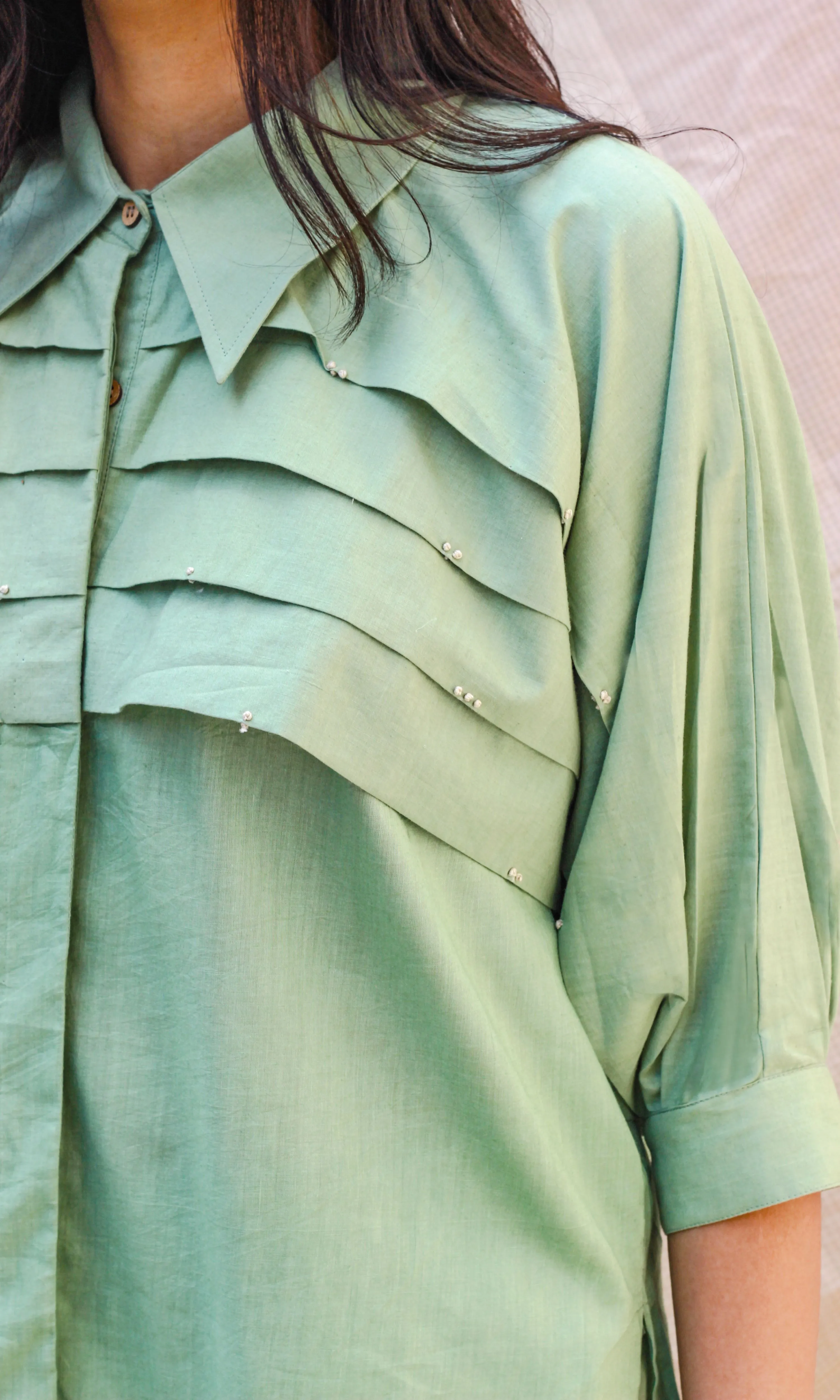 Green Collar Cotton Shirt