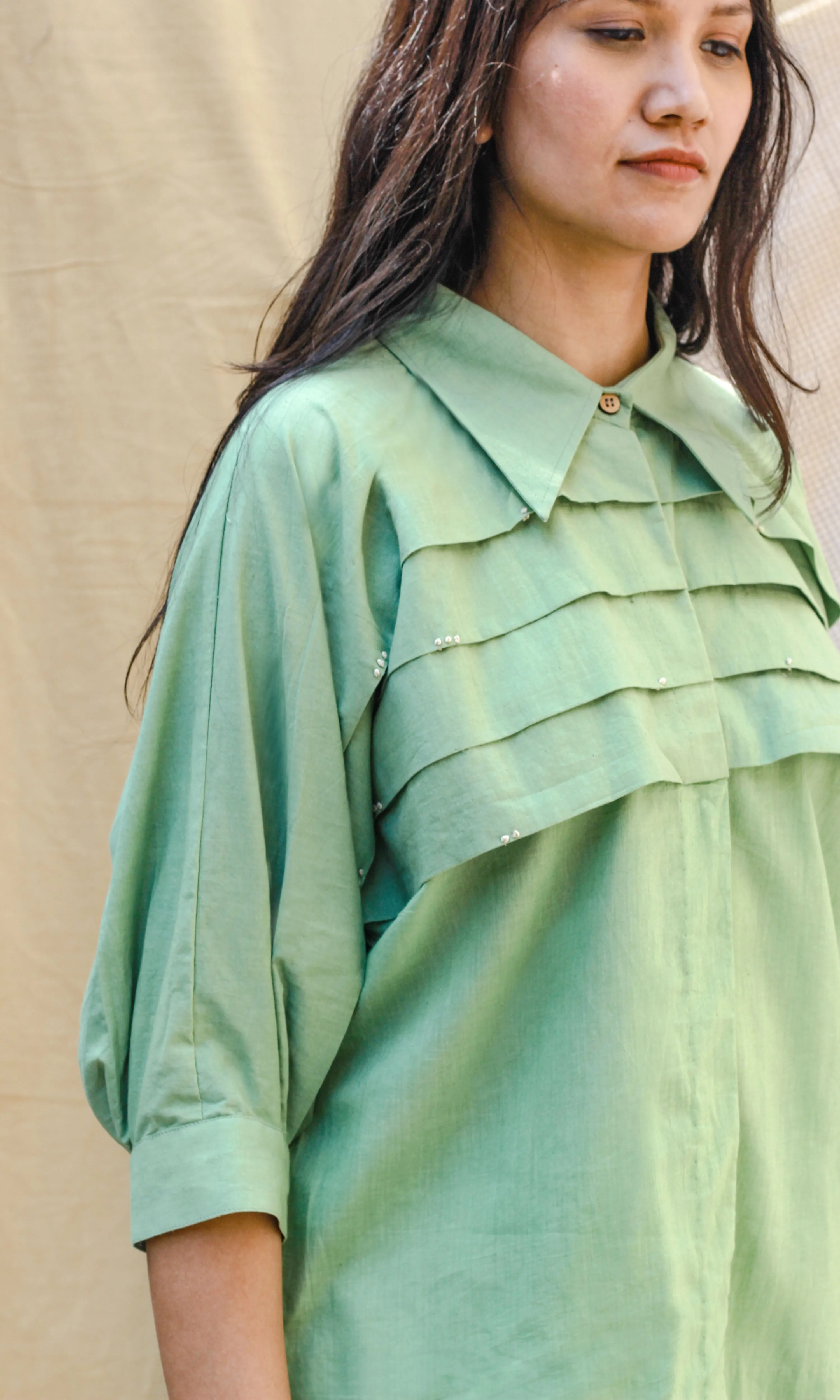 Green Collar Cotton Shirt