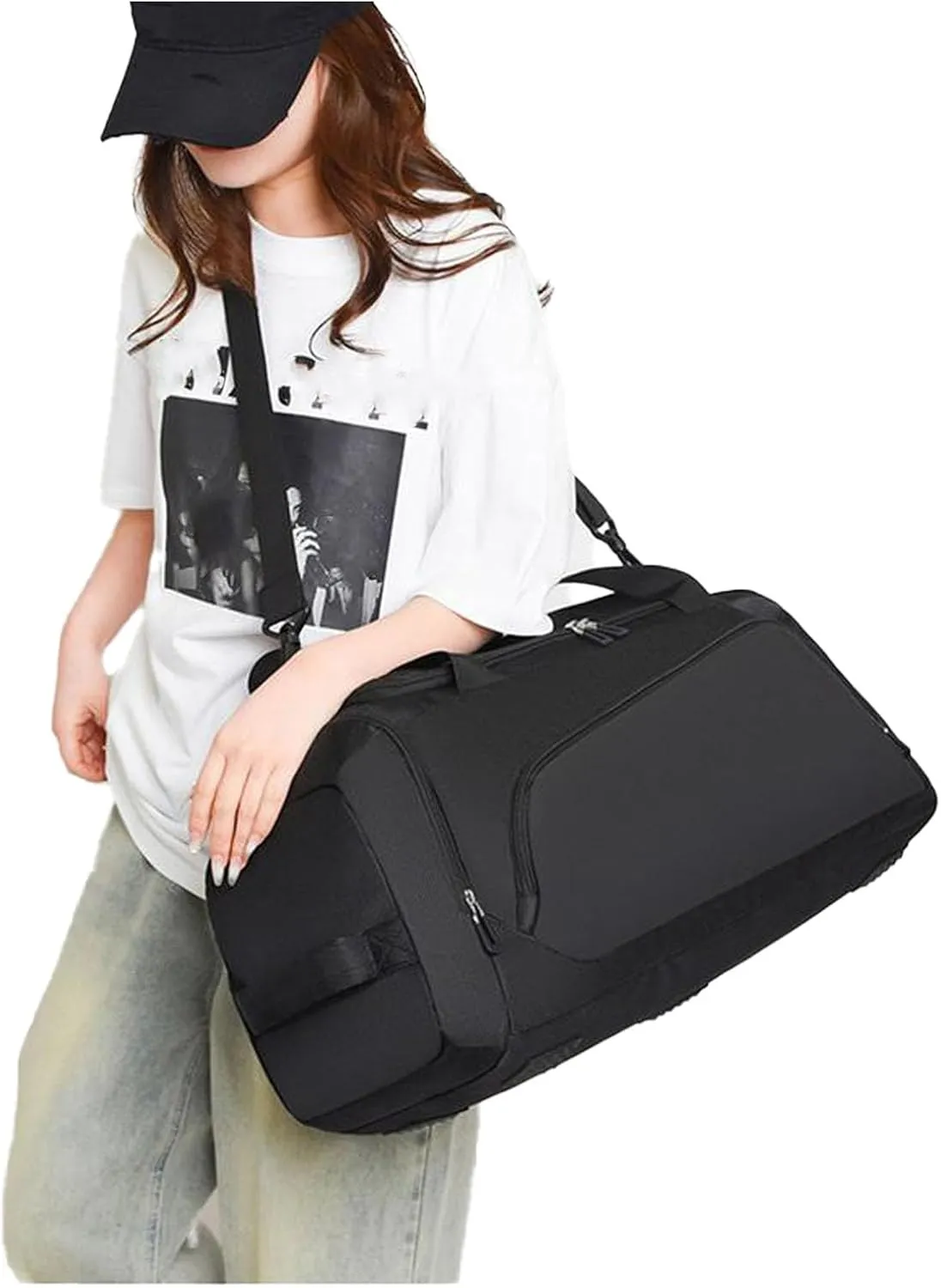 Gym Bag for Men Women 55L Lightweight Duffle Bag with Shoe Compartment & Wet Pocket Carry On Travel Duffel Bag for Sports, Gym, Yoga, Hiking, Camping Oxford Tactical Weekender Overnight Bag
