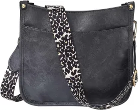 HAIBOLAN Women's Leopard Guitar Strap Crossbody Purse Shoulder Bucket Cross-body Purse