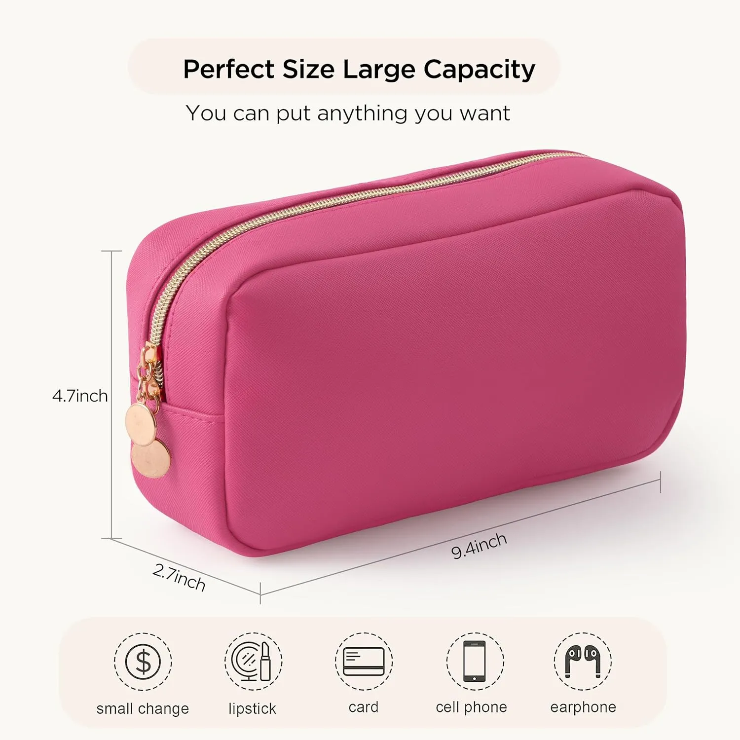 HBselect Makeup Bag for Purse Cosmetic Bags for Women Make Up Organizer Travel Pouch with Slip-in Pockets