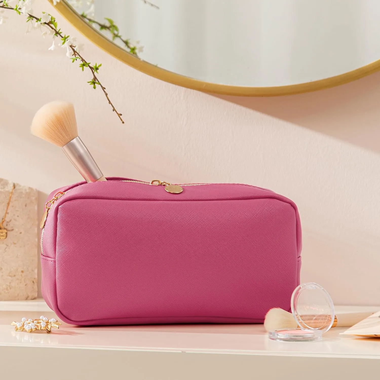 HBselect Makeup Bag for Purse Cosmetic Bags for Women Make Up Organizer Travel Pouch with Slip-in Pockets