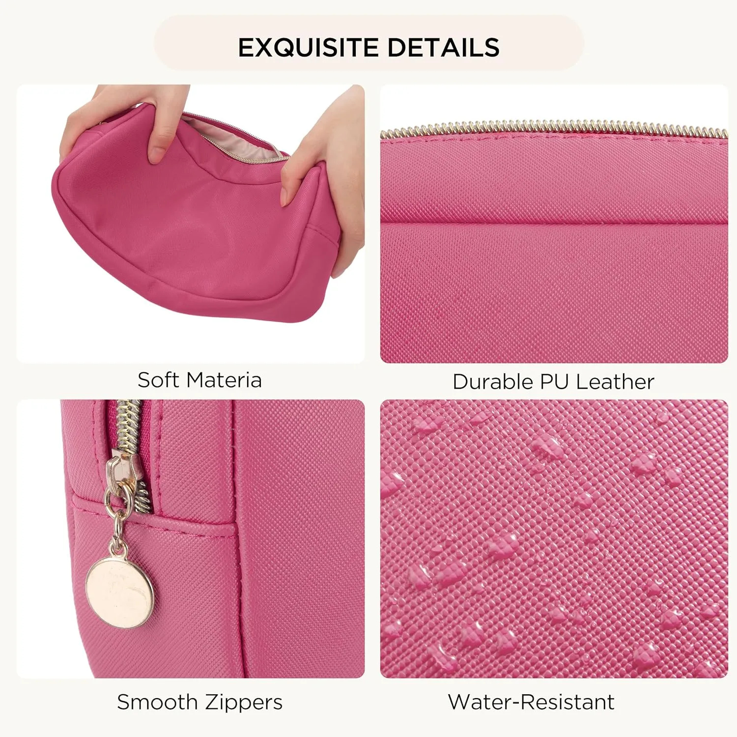 HBselect Makeup Bag for Purse Cosmetic Bags for Women Make Up Organizer Travel Pouch with Slip-in Pockets
