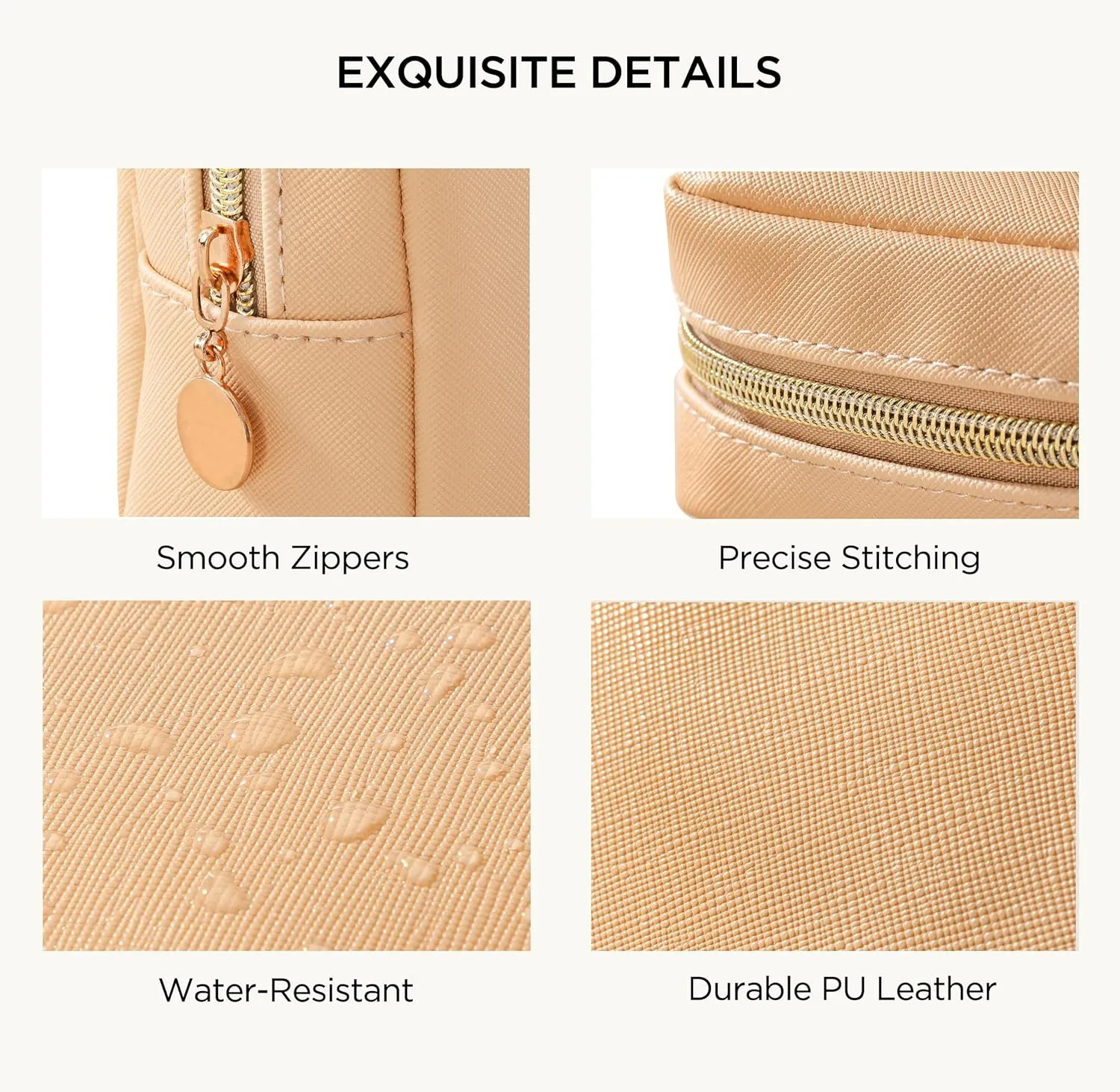 HBselect Small Makeup Bag for Purse Mini Make up Pouch Cute Cosmetic Pouch Make Up Organizer Case for Backpack Toiletry Bag Waterproof Square Pouch with Zipper for Women with Slip-in Pockets