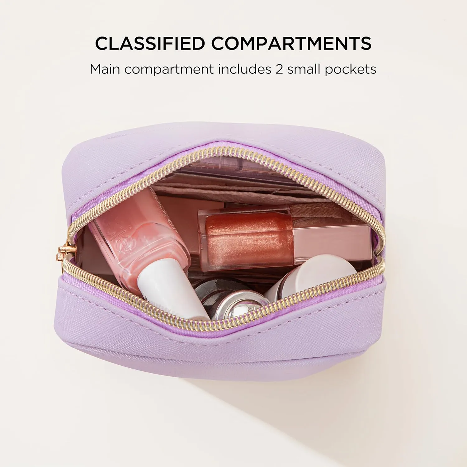 HBselect Small Makeup Bag for Purse Mini Make up Pouch Cute Cosmetic Pouch Make Up Organizer Case for Backpack Toiletry Bag Waterproof Square Pouch with Zipper for Women with Slip-in Pockets