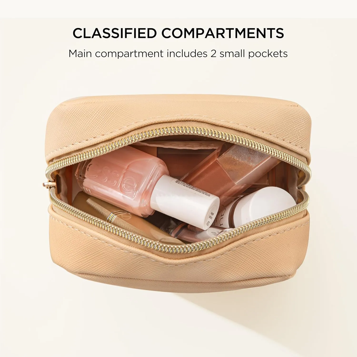 HBselect Small Makeup Bag for Purse Mini Make up Pouch Cute Cosmetic Pouch Make Up Organizer Case for Backpack Toiletry Bag Waterproof Square Pouch with Zipper for Women with Slip-in Pockets