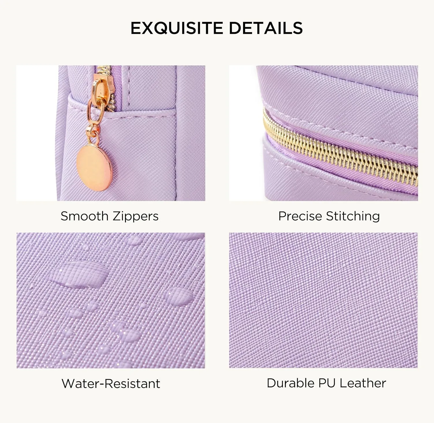 HBselect Small Makeup Bag for Purse Mini Make up Pouch Cute Cosmetic Pouch Make Up Organizer Case for Backpack Toiletry Bag Waterproof Square Pouch with Zipper for Women with Slip-in Pockets