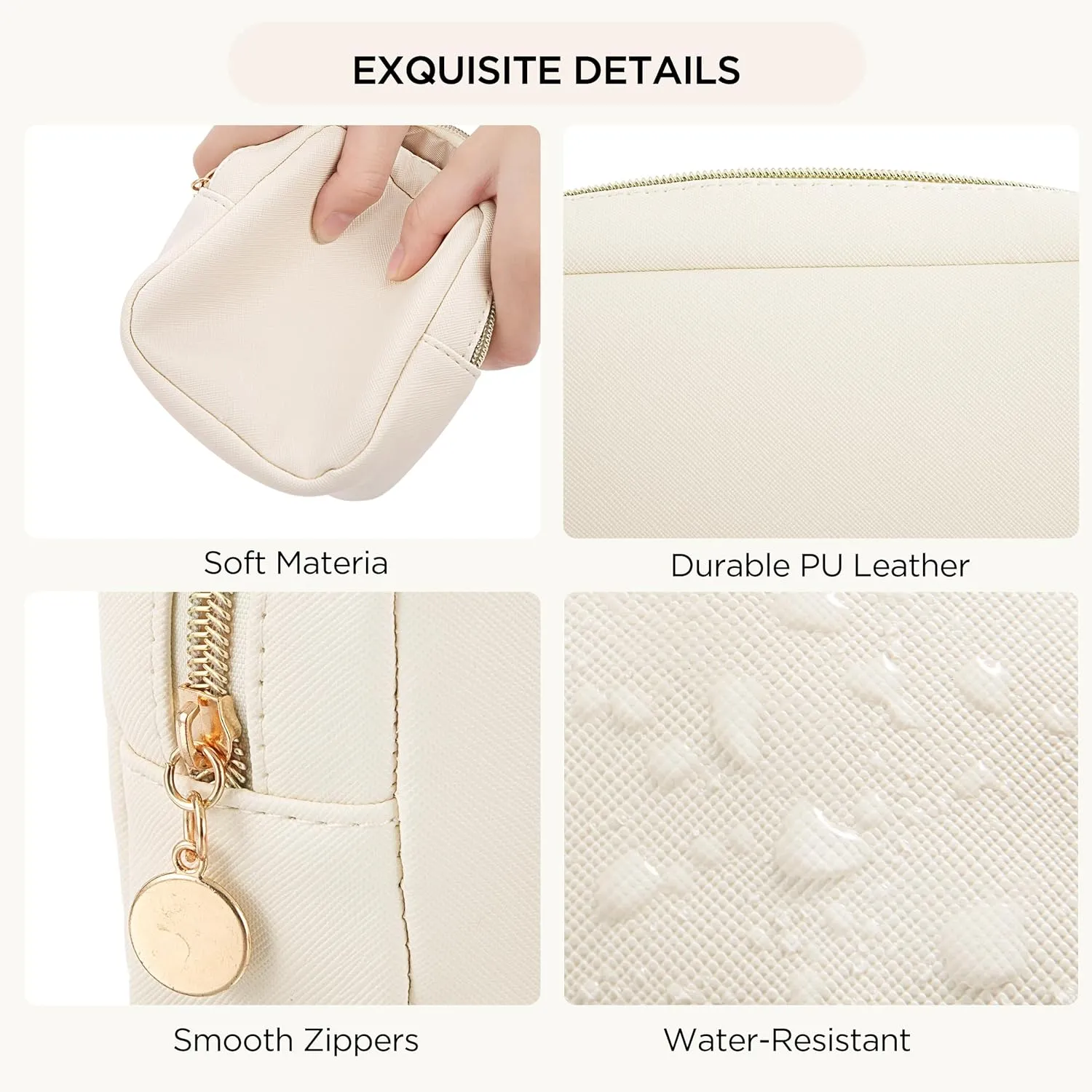 HBselect Small Makeup Bag for Purse Mini Make up Pouch Cute Cosmetic Pouch Make Up Organizer Case for Backpack Toiletry Bag Waterproof Square Pouch with Zipper for Women with Slip-in Pockets