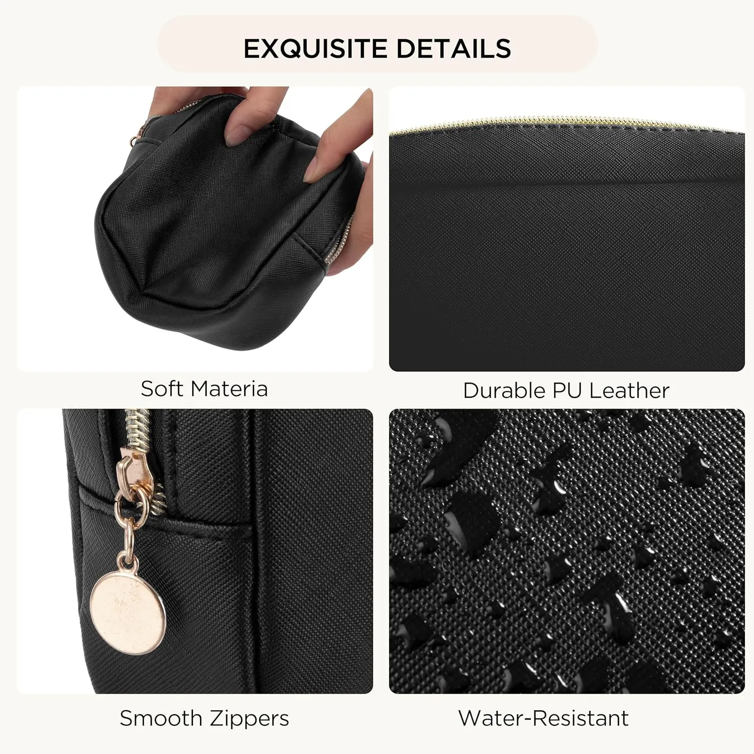 HBselect Small Makeup Bag for Purse Mini Make up Pouch Cute Cosmetic Pouch Make Up Organizer Case for Backpack Toiletry Bag Waterproof Square Pouch with Zipper for Women with Slip-in Pockets
