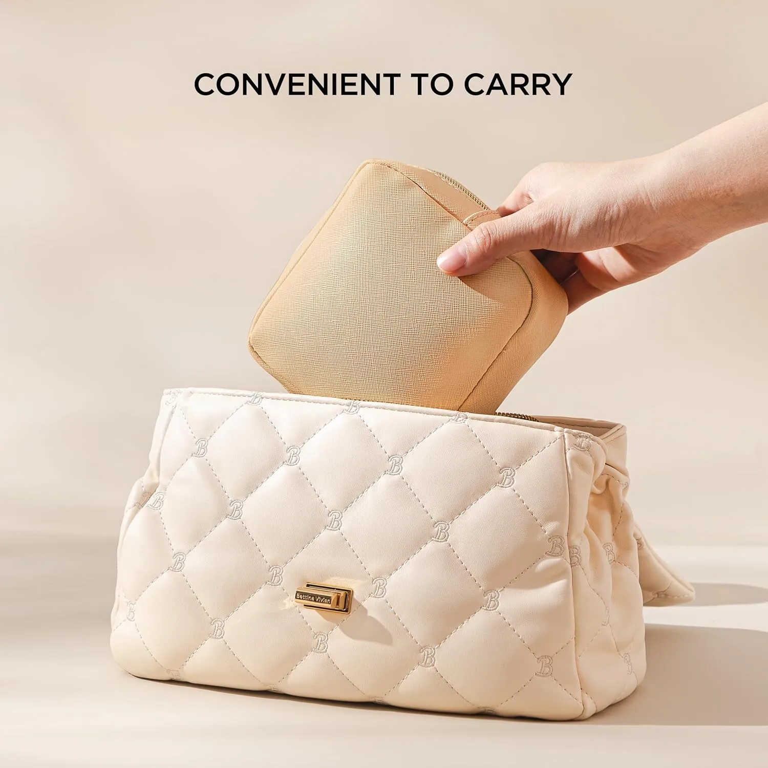 HBselect Small Makeup Bag for Purse Mini Make up Pouch Cute Cosmetic Pouch Make Up Organizer Case for Backpack Toiletry Bag Waterproof Square Pouch with Zipper for Women with Slip-in Pockets
