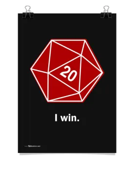 I Win D20 Dice Poster