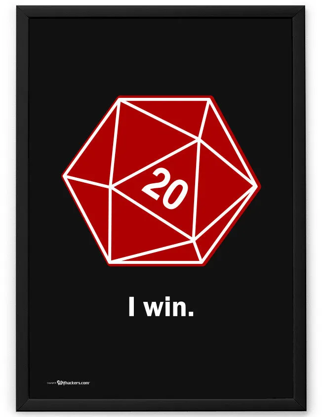 I Win D20 Dice Poster