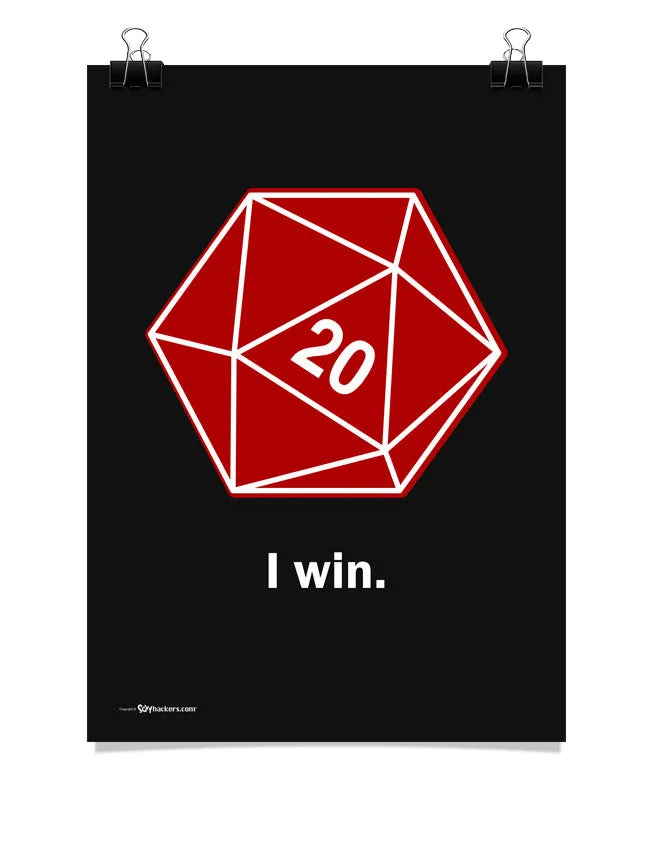 I Win D20 Dice Poster