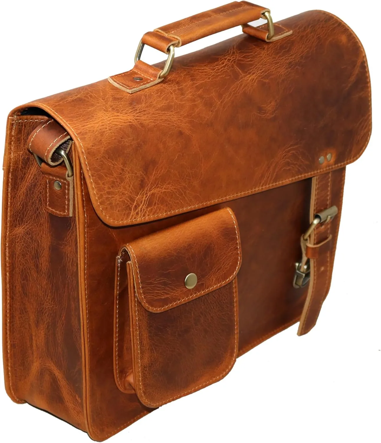 jaald Leather Messenger Bag Laptop Case Briefcase Brown Distressed Shoulder Bag Compatible With Ipad & Tablet