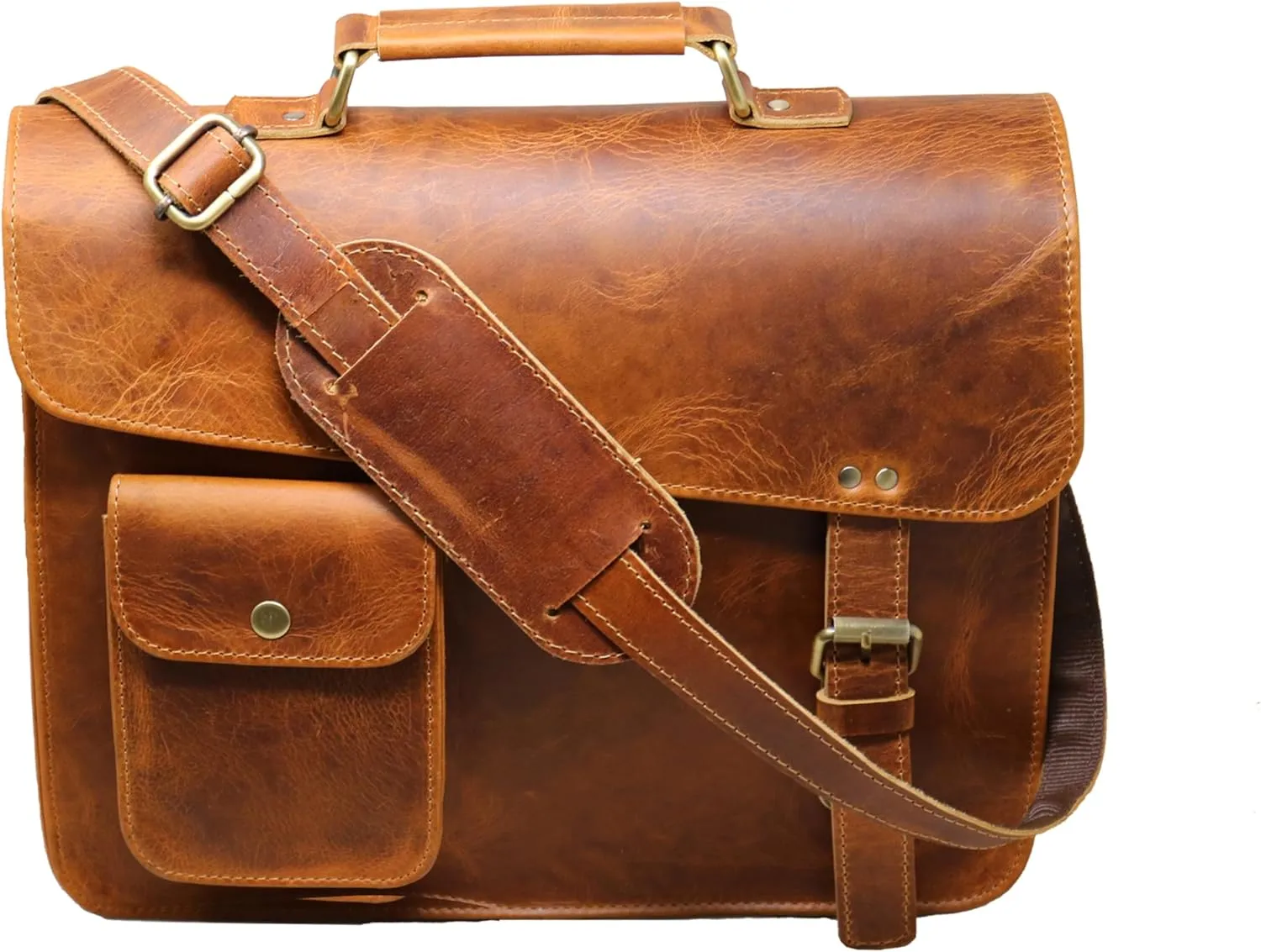 jaald Leather Messenger Bag Laptop Case Briefcase Brown Distressed Shoulder Bag Compatible With Ipad & Tablet