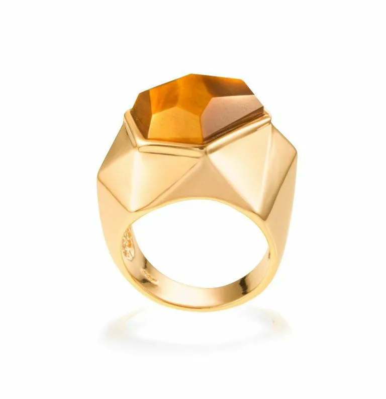 Lattice Cocktail Ring with Natural Quartz