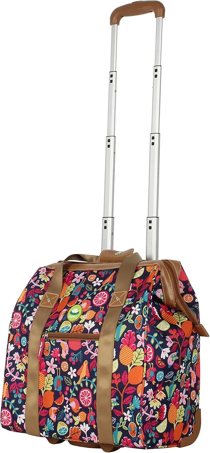 Lily Bloom Designer Under the Seat Tote Cabin Luggage Collection - 15 Inch Patterned Carry on Bag For Women - Lightweight Suitcase with 2 Rolling Spinner Wheels (Fruit Loops)