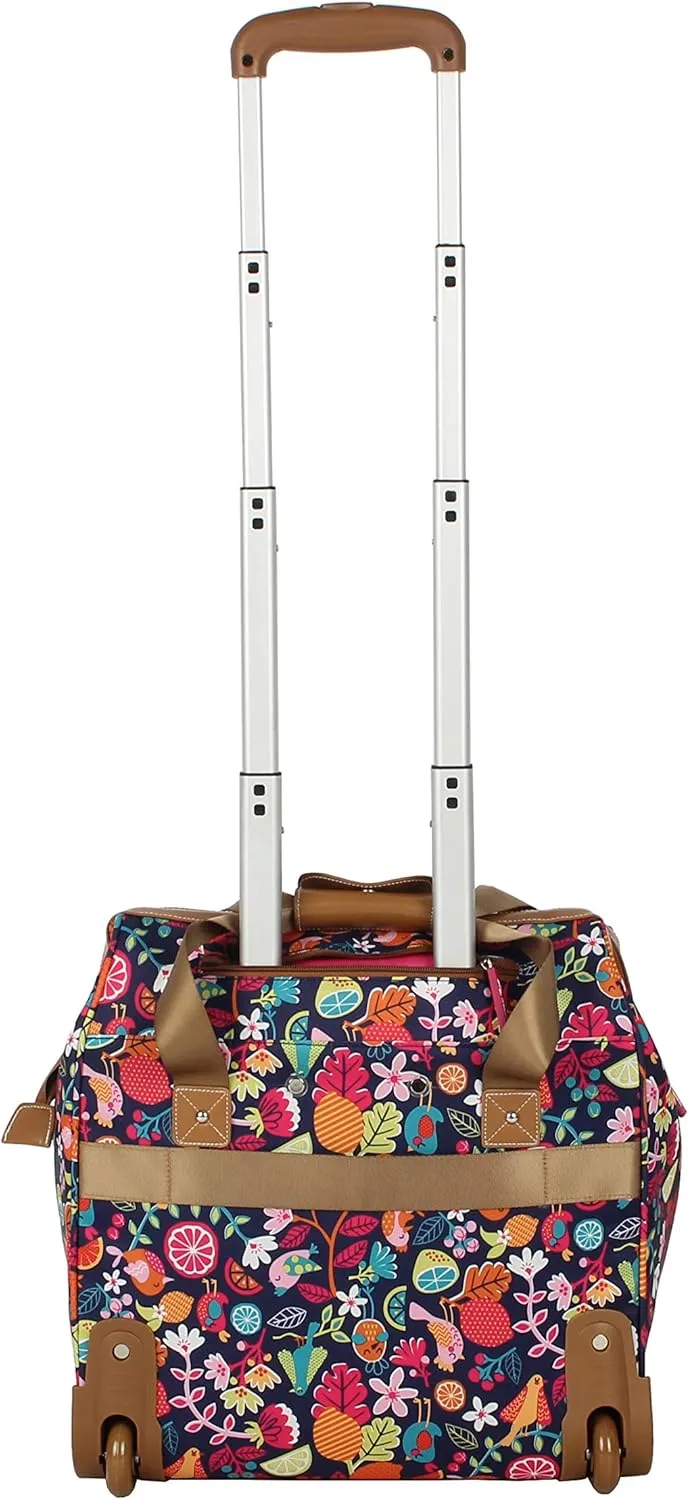 Lily Bloom Designer Under the Seat Tote Cabin Luggage Collection - 15 Inch Patterned Carry on Bag For Women - Lightweight Suitcase with 2 Rolling Spinner Wheels (Fruit Loops)