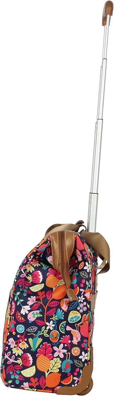 Lily Bloom Designer Under the Seat Tote Cabin Luggage Collection - 15 Inch Patterned Carry on Bag For Women - Lightweight Suitcase with 2 Rolling Spinner Wheels (Fruit Loops)