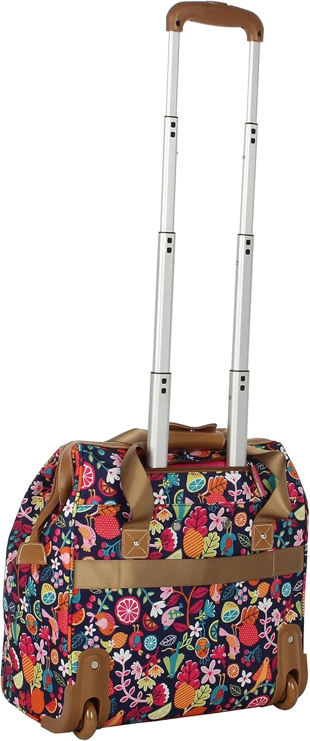 Lily Bloom Designer Under the Seat Tote Cabin Luggage Collection - 15 Inch Patterned Carry on Bag For Women - Lightweight Suitcase with 2 Rolling Spinner Wheels (Fruit Loops)