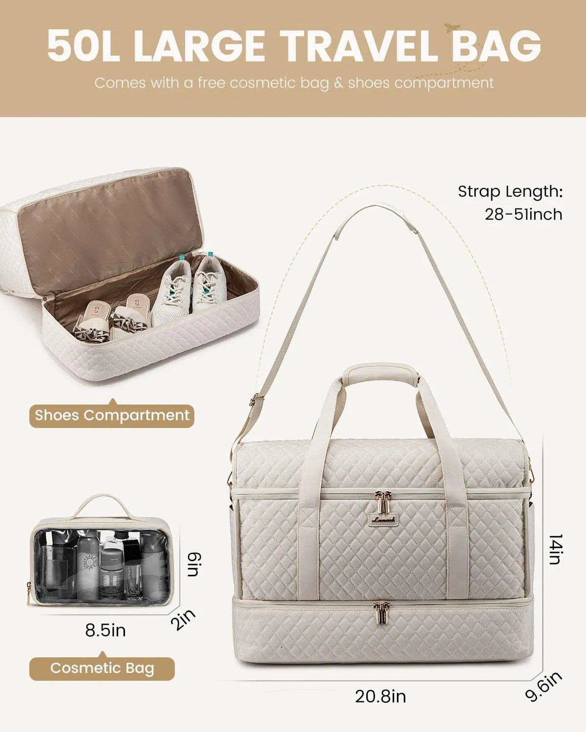 LOVEVOOK Large Travel Duffle Bag, Weekender Bags for Women With Shoe Compartment, Overnight Hospital Bag For Women Labor Delivery, Carry on Bag Personal Item Travel Bag, Yoga Gym Duffel Bag