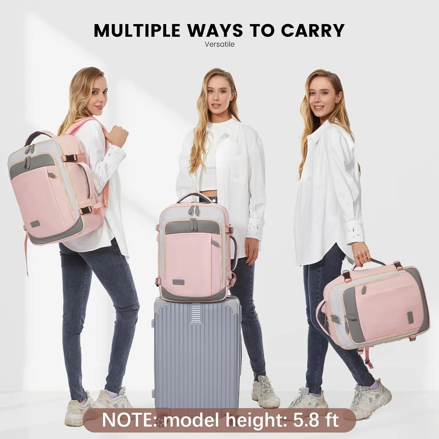 LOVEVOOK Travel Backpack for Women, 40L Carry On Backpack with 3 Packing Cubes,TSA Personal Item Travel Bag Airline Approved, Water Resistant Weekender Overnight Luggage Daypack, Fits 17 Inch Laptop