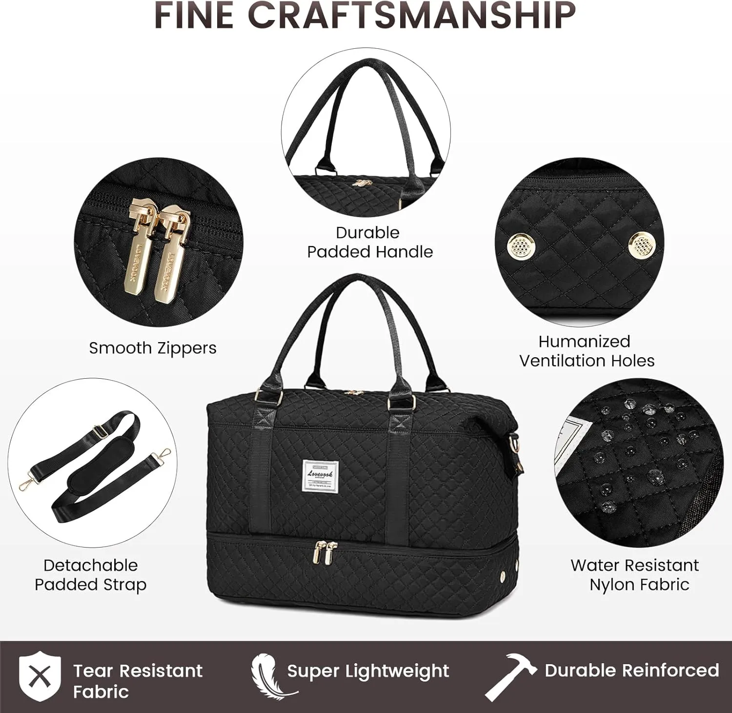 LOVEVOOK Travel Duffle Bag,Weekender Bags for Women with Shoe CompartmentCarry on Overnight Bag with Toiletry Bag,Gym Duffel Bag with Wet Pocket, Hospital Bags for Labor and Delivery