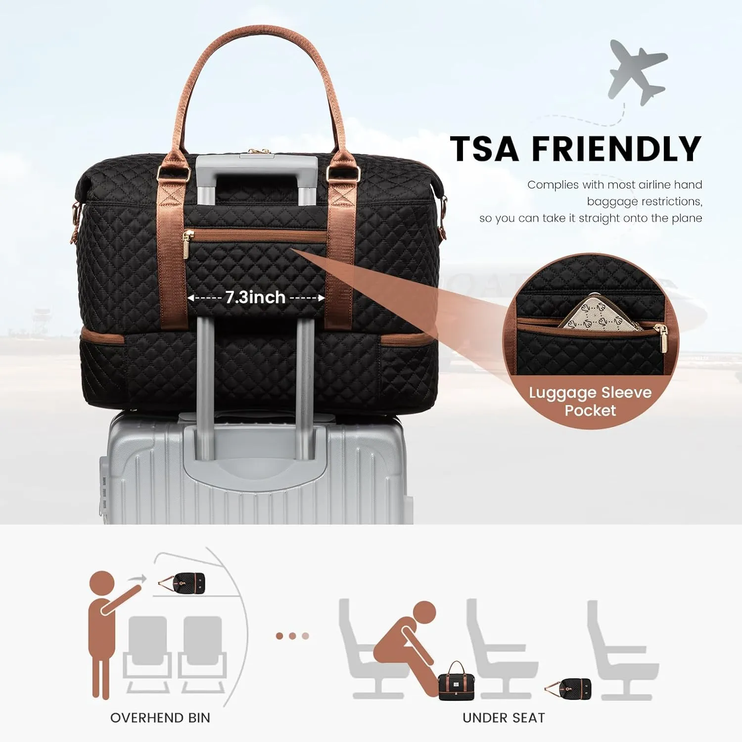 LOVEVOOK Travel Duffle Bag,Weekender Bags for Women with Shoe CompartmentCarry on Overnight Bag with Toiletry Bag,Gym Duffel Bag with Wet Pocket, Hospital Bags for Labor and Delivery