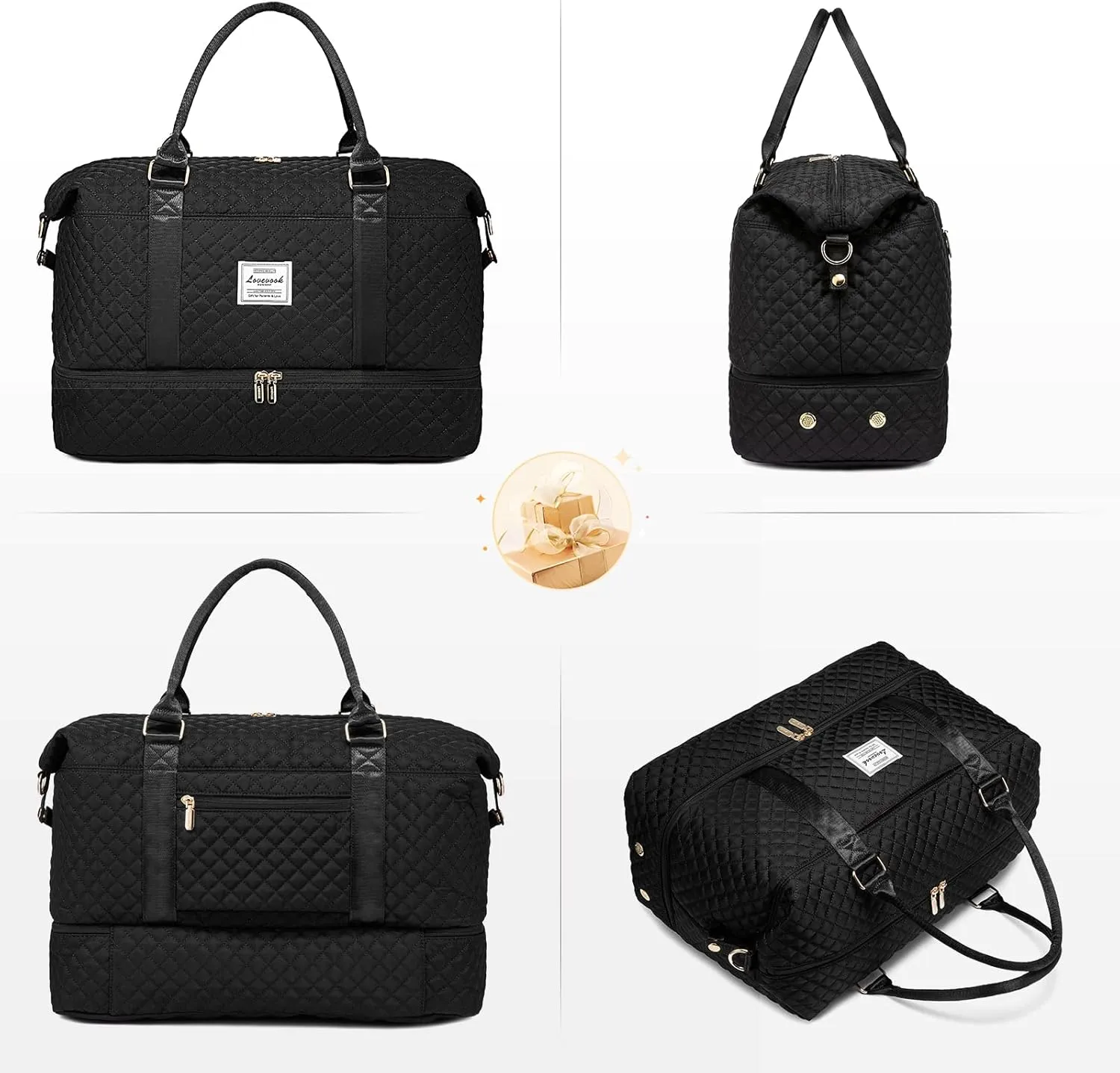 LOVEVOOK Travel Duffle Bag,Weekender Bags for Women with Shoe CompartmentCarry on Overnight Bag with Toiletry Bag,Gym Duffel Bag with Wet Pocket, Hospital Bags for Labor and Delivery