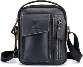 LUKZIJAES Small Genuine Leather Shoulder Bag Men Messenger Handbag Lightweight Sling Crossbody Bag