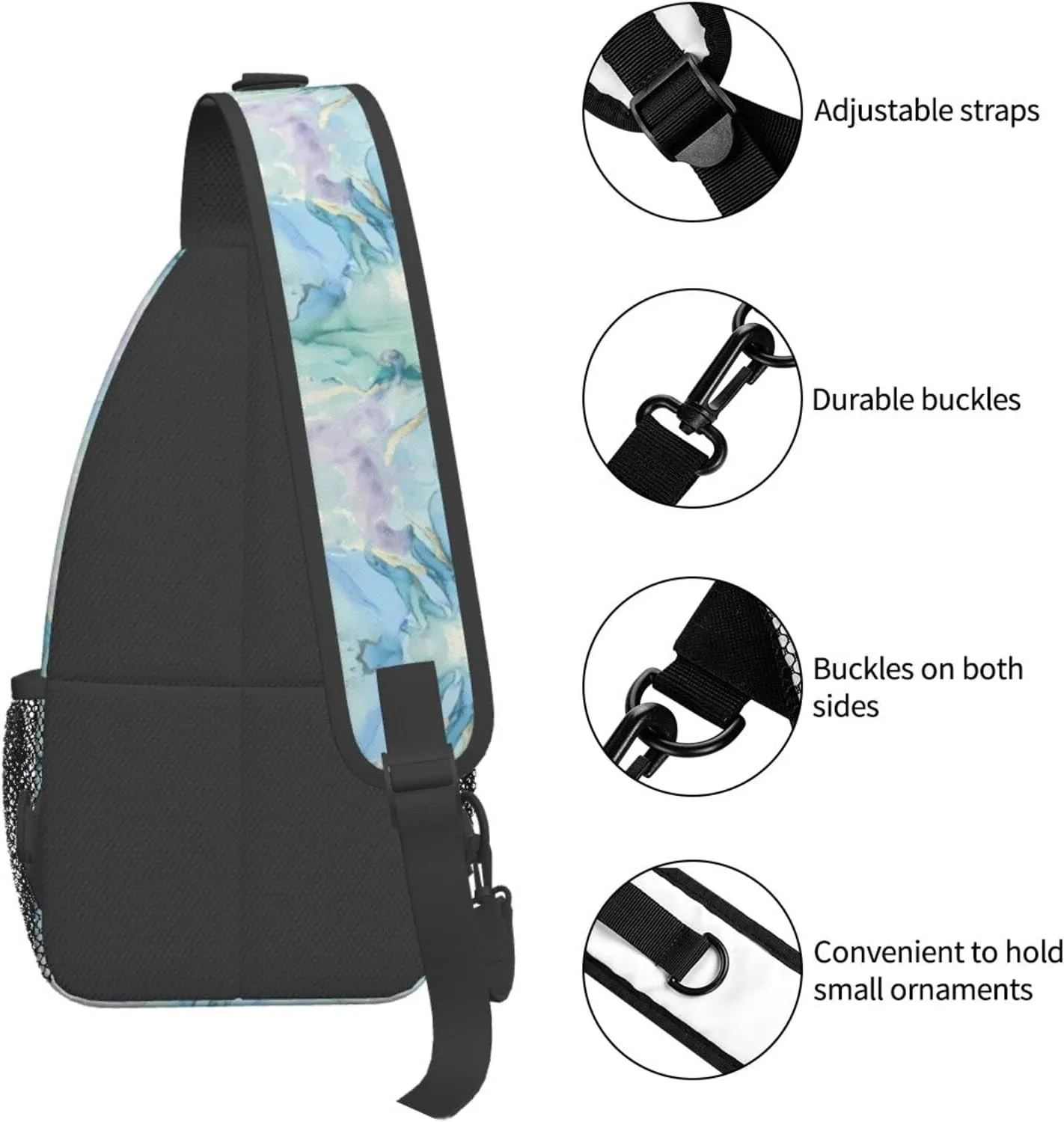 Marble Blue Sling Bag Crossbody Backpack Hiking Travel Daypack Chest Bag Lightweight Shoulder Bag For Women Men