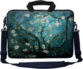 Meffort Inc 15.6 Inch Neoprene Laptop Bag  Water Resistant, Reinforced Zipper, Adjustable Shoulder Strap, Extra Side Pocket, Fits 15 to 15.6 Inch Laptops - Almond Blossoming