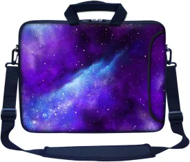 Meffort Inc 17 Inch Neoprene Laptop Bag with Extra Side Pocket, Soft Carrying Handle & Removable Shoulder Strap Fit 16" to 17.3" Size - Galaxy Universe