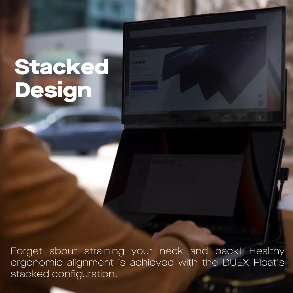 MOBILE PIXELS Duex Float - 15.6-inch Stacked Screens Full HD IPS 1080p - Touchscreen Monitor w/ Built-in Keyboard