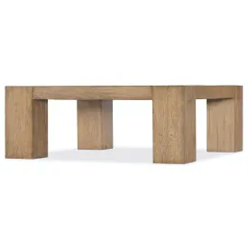 Modern Chunky Square Cocktail Table Solid Mindi Wood Natural Finish 42 inch