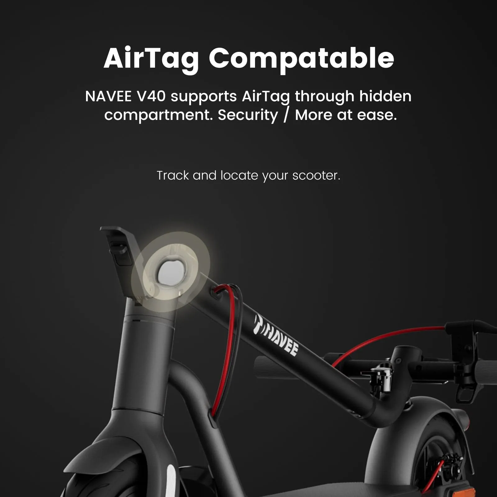 NAVEE V40 Foldable Electric Scooter w/ 25 Miles Max Operating Range & 20 mph Max Speed - Black