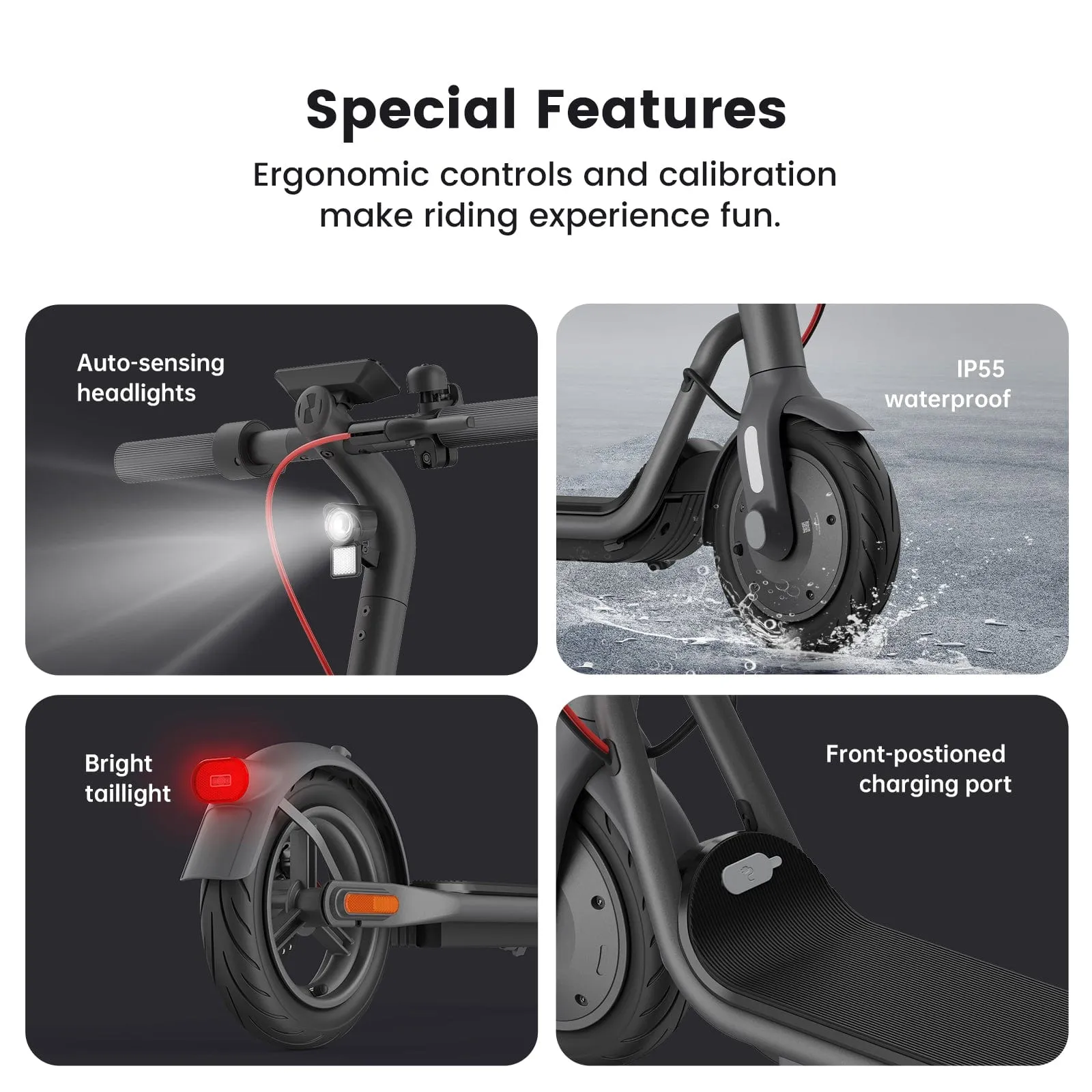 NAVEE V40 Foldable Electric Scooter w/ 25 Miles Max Operating Range & 20 mph Max Speed - Black