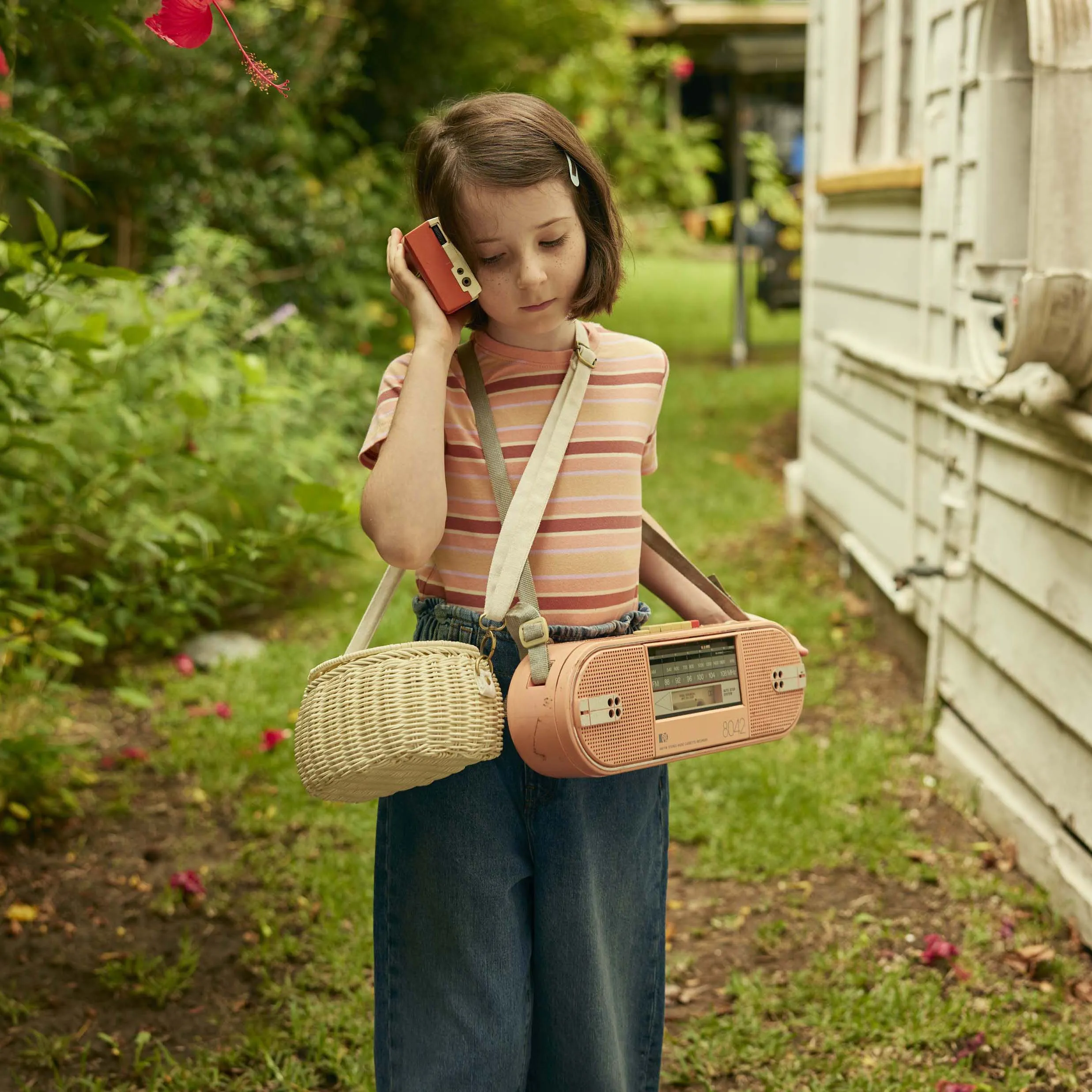 Olli Ella Mini Rattan Chari Bag - Chalk