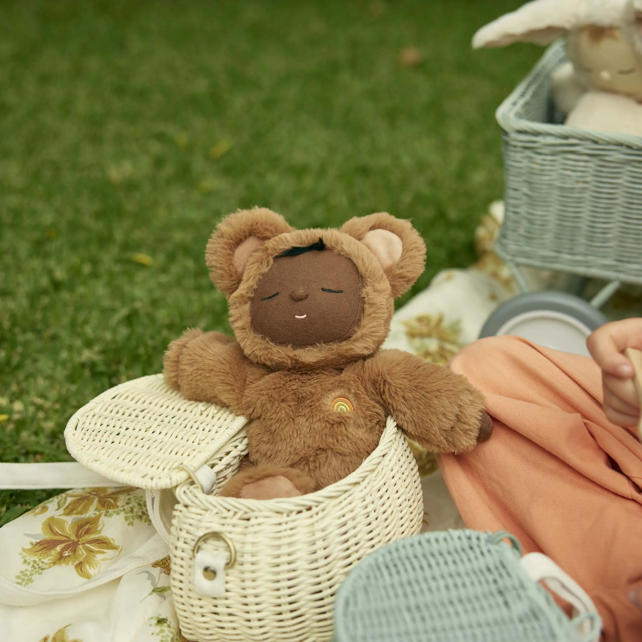 Olli Ella Mini Rattan Chari Bag - Chalk