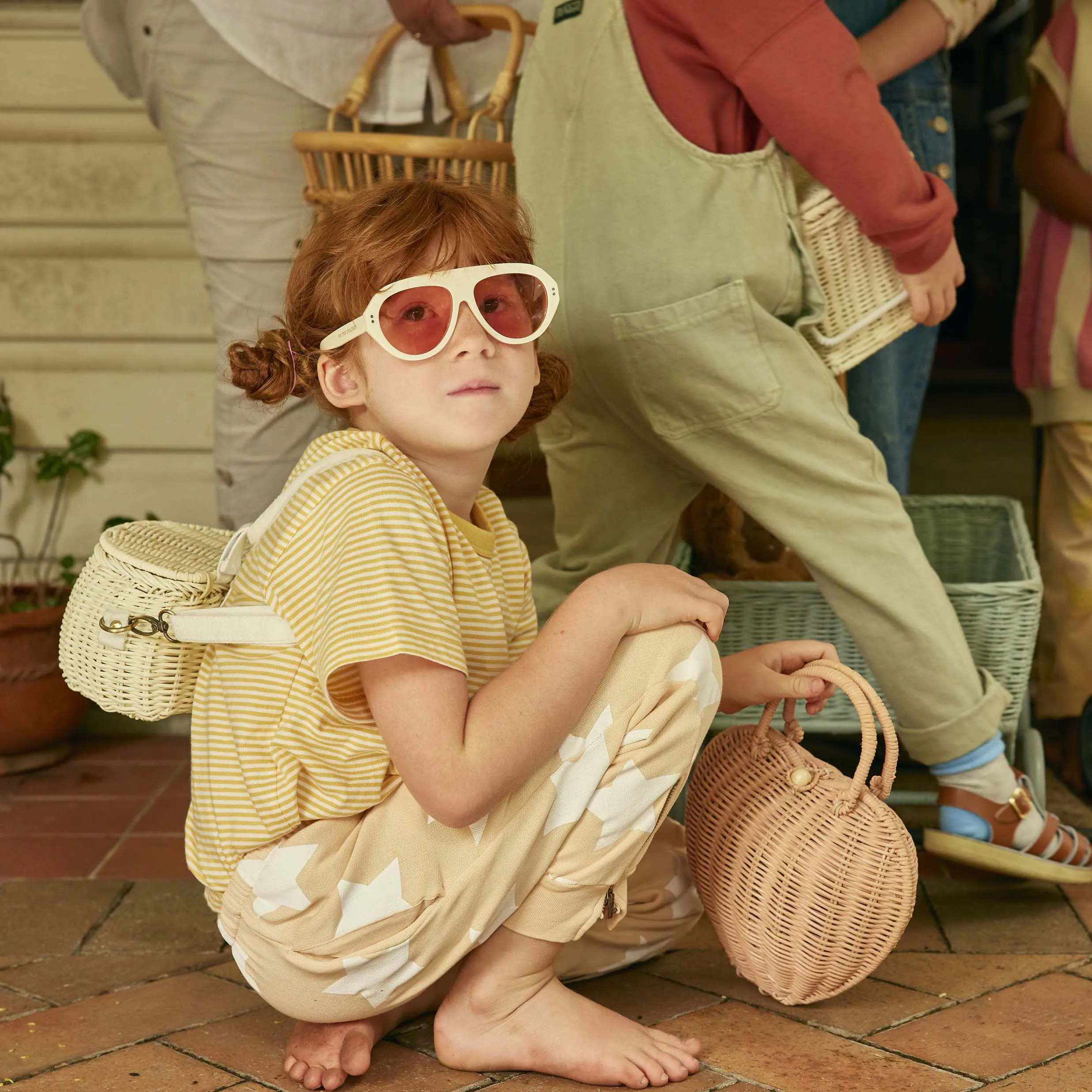 Olli Ella Mini Rattan Chari Bag - Chalk