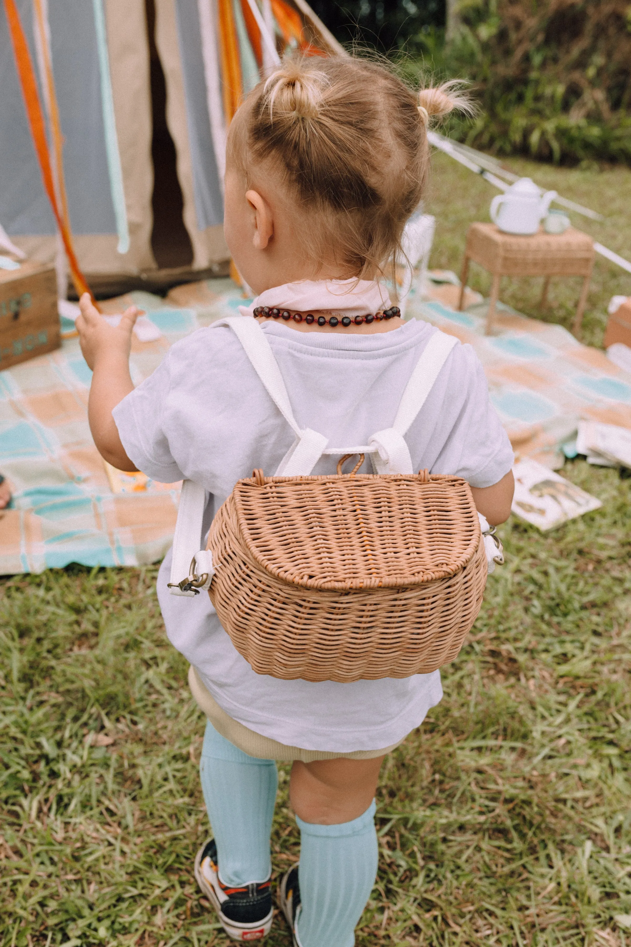 Olli Ella Mini Rattan Chari Bag - Rose