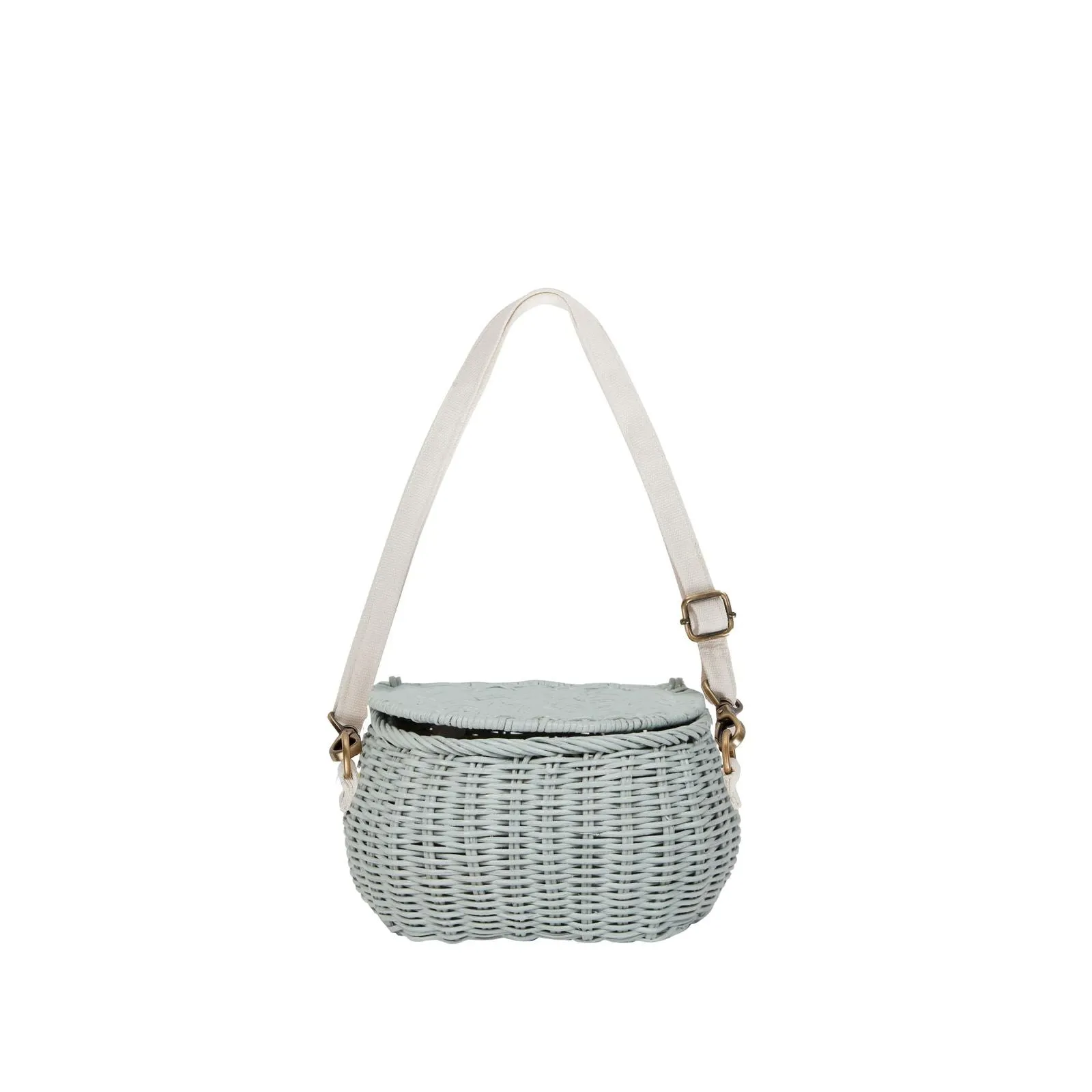 Olli Ella Mini Rattan Chari Bag - Vintage Blue