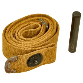 Original U.S. WWII Early War M1 Carbine Canvas Web Sling with Keeper With Oiler