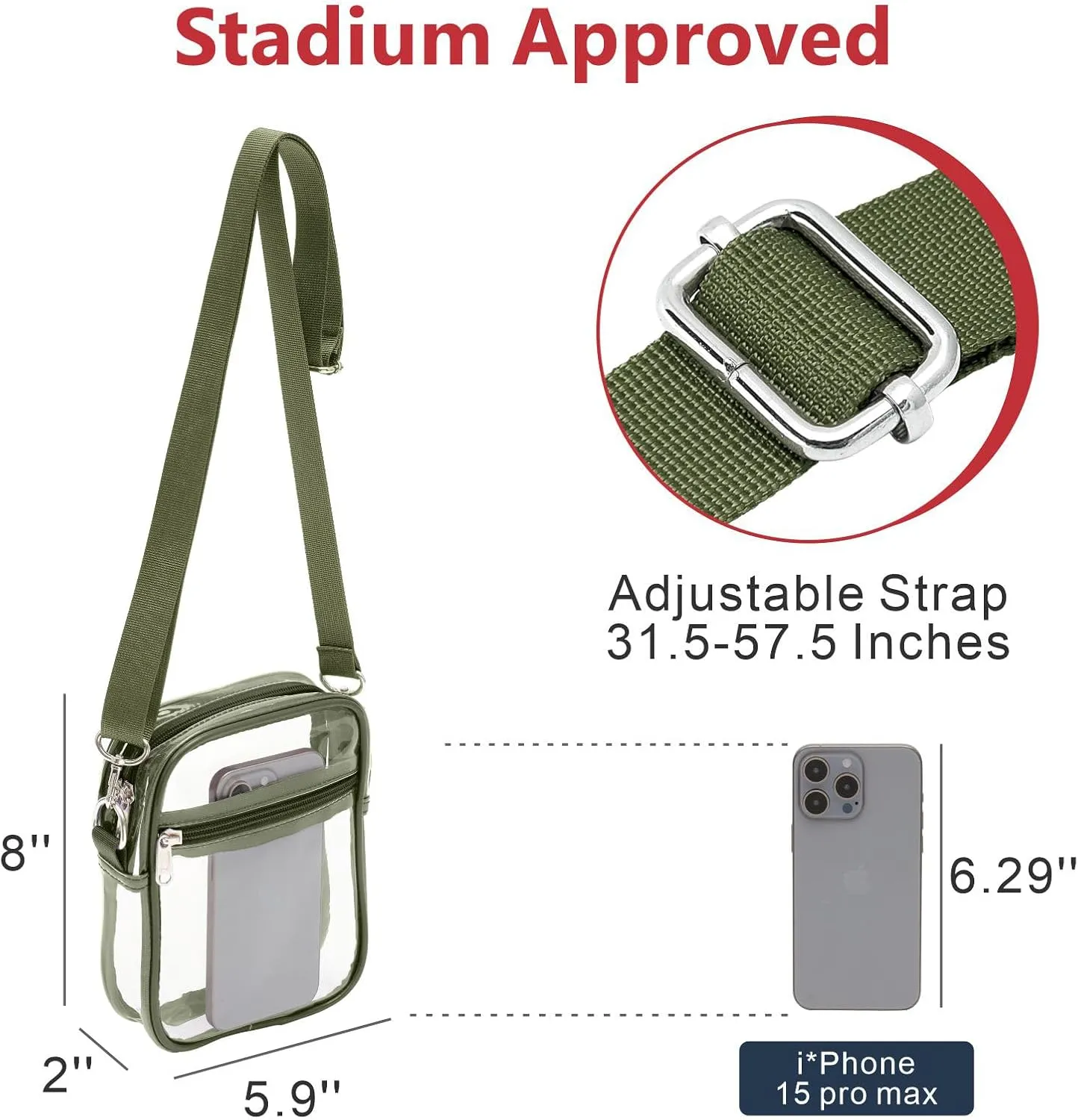 PACKISM Clear Bag for Stadium Events - Clear Purses for Women Stadium Crossbody Messenger Bag for Concerts Sporting Events