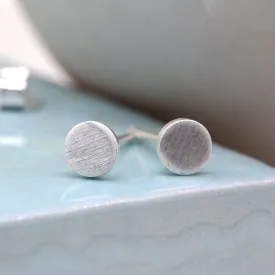 Peace Of Mind - Sterling Silver Scratched Circle Studs